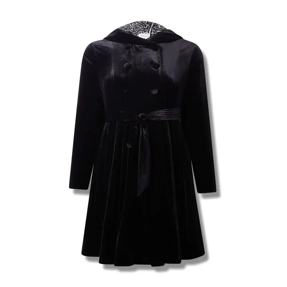 New Torrid 3 (3X 22/24) Harry Potter Black Velvet Hooded Swing Coat w/Embroidery